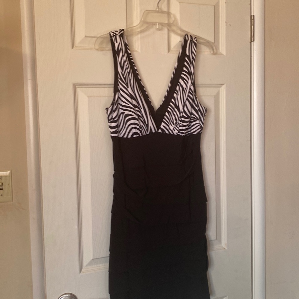 Black and zebra striped cocktail dress by City Studio in size XL